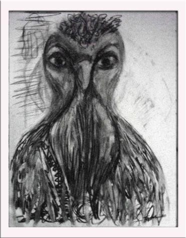 Tekening getiteld "birdface" door Antoon Diepstraten, Origineel Kunstwerk