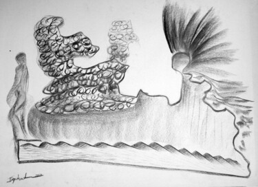 Dibujo titulada "Analog Charcoal View" por Antoon Diepstraten, Obra de arte original, Carbón