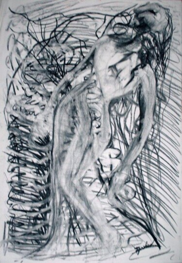 Drawing titled "Dance Ritual" by Antoon Diepstraten, Original Artwork, Charcoal