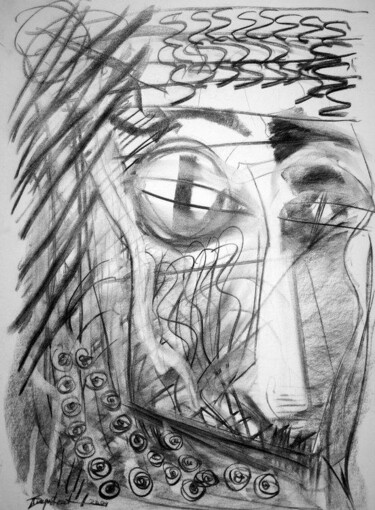 Tekening getiteld "Emerging Face" door Antoon Diepstraten, Origineel Kunstwerk, Anders