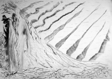 Рисунок под названием "On the beach" - Antoon Diepstraten, Подлинное произведение искусства, Древесный уголь