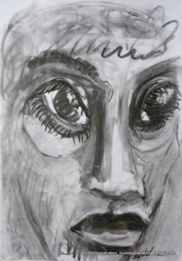 Dessin intitulée "Hunted Dear Face" par Antoon Diepstraten, Œuvre d'art originale, Autre