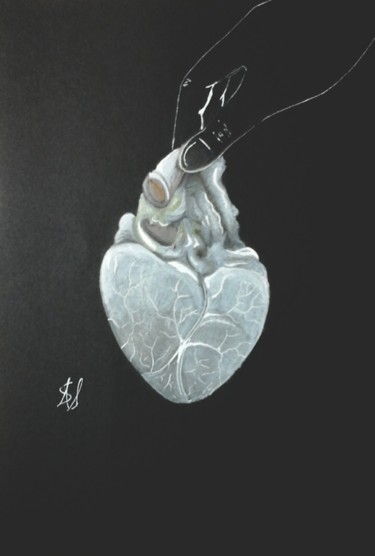 Zeichnungen mit dem Titel "Ink's heart" von Antonietta Stefania Di Rosa, Original-Kunstwerk, Kreide