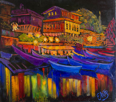 Peinture intitulée "Старый город, где…" par Ekaterina Antropova, Œuvre d'art originale, Huile