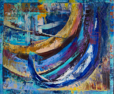 Malerei mit dem Titel "Синие лодки" von Ekaterina Antropova, Original-Kunstwerk, Öl