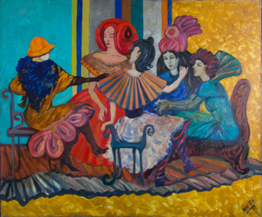 Картина под названием "Сплетницы" - Ekaterina Antropova, Подлинное произведение искусства, Масло
