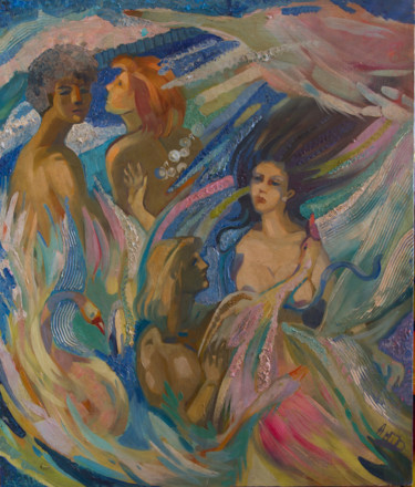 Painting titled "В облаках" by Ekaterina Antropova, Original Artwork, Oil