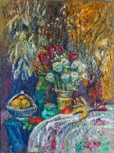 Painting titled "Вспоминая дальние с…" by Ekaterina Antropova, Original Artwork, Oil