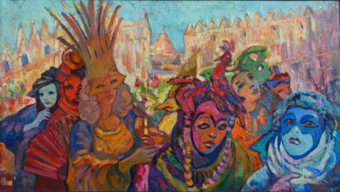 Painting titled "Карнавал. Венеция" by Ekaterina Antropova, Original Artwork, Oil