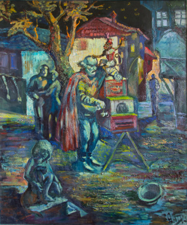 Картина под названием "Шарманщик" - Ekaterina Antropova, Подлинное произведение искусства, Масло