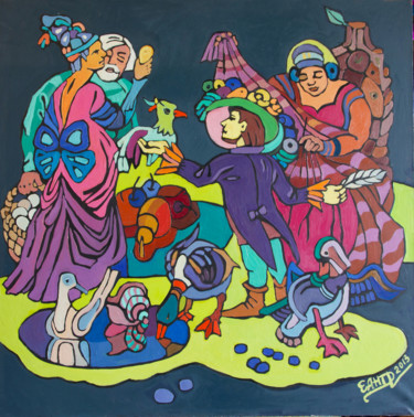 Картина под названием "Мандаринка" - Ekaterina Antropova, Подлинное произведение искусства, Масло