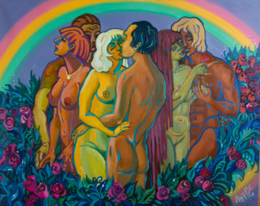 Картина под названием "Дети радуги" - Ekaterina Antropova, Подлинное произведение искусства, Масло