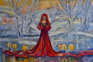 Painting titled "Видение первого сне…" by Ekaterina Antropova, Original Artwork, Oil