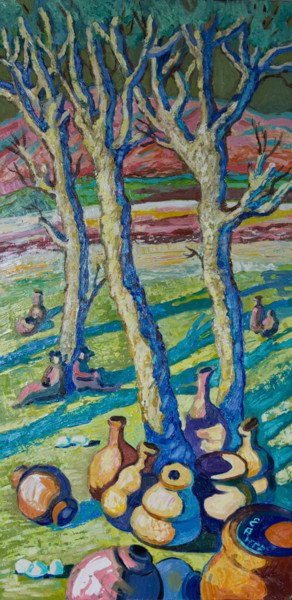 Pintura titulada "Когда деревья были…" por Ekaterina Antropova, Obra de arte original, Oleo