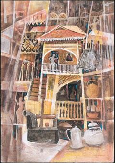 Schilderij getiteld "Perak House" door Anuar Dan, Origineel Kunstwerk