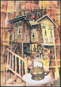 Pittura intitolato "Malacca House & Bic…" da Anuar Dan, Opera d'arte originale