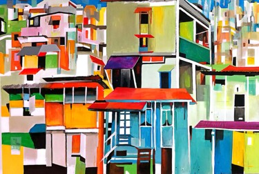 Peinture intitulée "Urban Scene 18" par Anuar Dan, Œuvre d'art originale, Acrylique Monté sur Châssis en bois