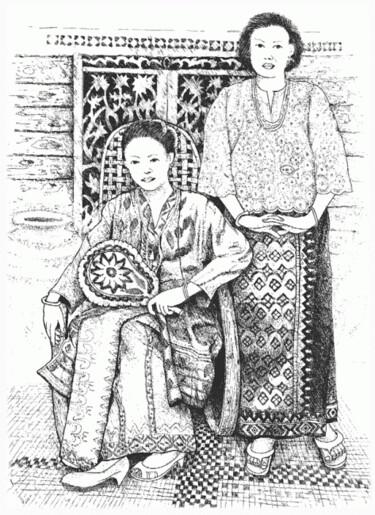 Painting titled "Pen and ink, Costum…" by Anuar Dan, Original Artwork