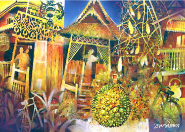 Peinture intitulée "Durian King of Mala…" par Anuar Dan, Œuvre d'art originale
