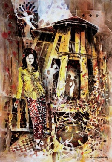 Картина под названием "baju kebaya dan rum…" - Anuar Dan, Подлинное произведение искусства