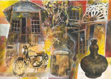Pintura intitulada "My Old Motocycle" por Anuar Dan, Obras de arte originais
