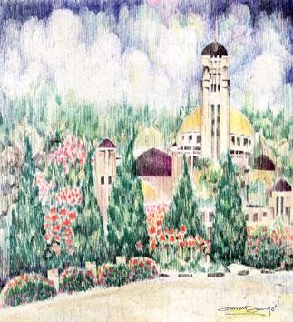 Painting titled "PEN AND INK MOSQUE" by Anuar Dan, Original Artwork