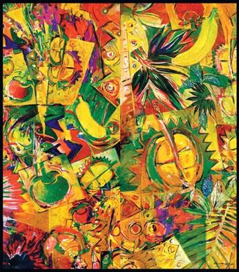 Картина под названием "JOY WITH FRUITS" - Anuar Dan, Подлинное произведение искусства