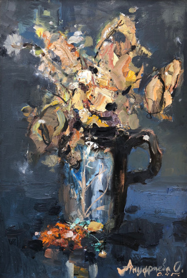 Pintura intitulada "fall still life" por Olga Tyryshkina, Obras de arte originais, Óleo