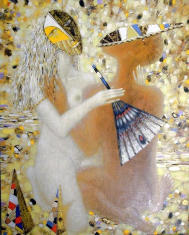 Malerei mit dem Titel "masks" von Victor Anufriev, Original-Kunstwerk, Öl
