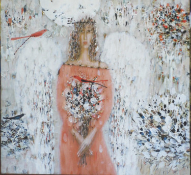 Pittura intitolato "White angel" da Victor Anufriev, Opera d'arte originale