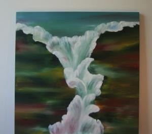 Painting titled "water fall" by Saumya Anuj, Original Artwork