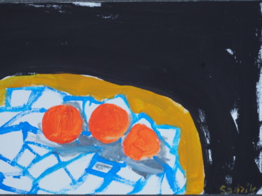 Malarstwo zatytułowany „Three oranges on th…” autorstwa Anna Sadzik, Oryginalna praca