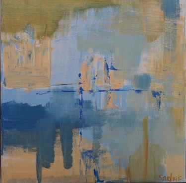 Painting titled "gold rain abstract" by Anna Sadzik, Original Artwork, Acrylic