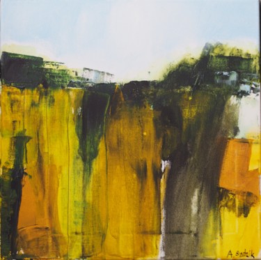 Картина под названием "yellow land 2" - Anna Sadzik, Подлинное произведение искусства, Акрил