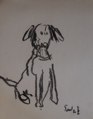 Desenho intitulada "dog 2" por Anna Sadzik, Obras de arte originais