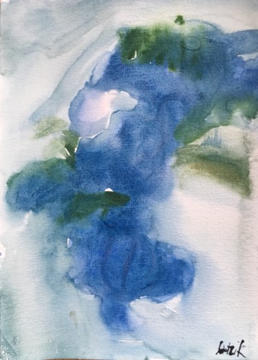 Malarstwo zatytułowany „blue flowers” autorstwa Anna Sadzik, Oryginalna praca, Akwarela