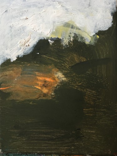 Malerei mit dem Titel "Landscape in dark" von Anna Sadzik, Original-Kunstwerk