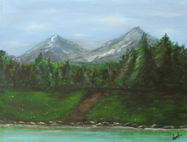 Pintura intitulada "Scottish-highlands.…" por Anupama Rao, Obras de arte originais, Acrílico