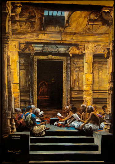 Peinture intitulée "Night of Prayer and…" par Anura Srinath, Œuvre d'art originale, Acrylique Monté sur Châssis en bois