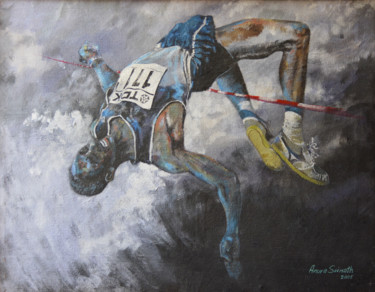 Painting titled "The Flop" by Anura Srinath, Original Artwork, Acrylic Mounted on Wood Stretcher frame