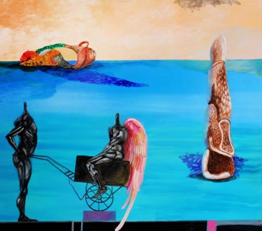 Painting titled "Sea Workers" by Anuradha Punchihewa, Original Artwork, Acrylic Mounted on Wood Stretcher frame