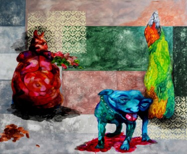 Painting titled "Bloodhound’s Lair" by Anuradha Punchihewa, Original Artwork, Acrylic Mounted on Wood Stretcher frame