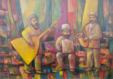 Painting titled "Musicians-2" by Anush Emiryan, Original Artwork, Oil