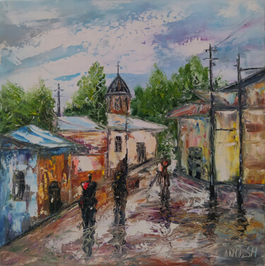 Картина под названием "Cityscape-2" - Anush Emiryan, Подлинное произведение искусства, Масло Установлен на Деревянная рама д…