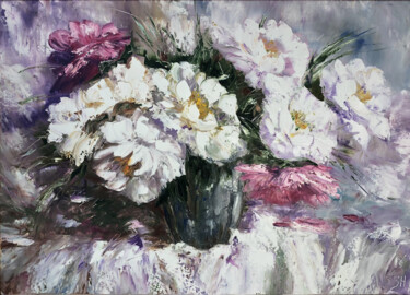 Pintura titulada "Still life flowers…" por Anush Emiryan, Obra de arte original, Oleo Montado en Bastidor de camilla de made…