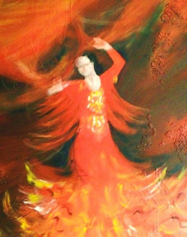Painting titled "PASSION FLAMENCO" by Anval, Original Artwork, Acrylic Mounted on Wood Stretcher frame