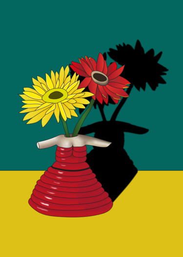 Digitale Kunst mit dem Titel "Bloemen in een kera…" von An Van Assche, Original-Kunstwerk, Digitale Malerei