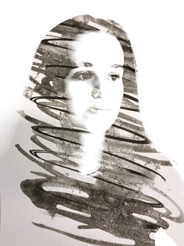 Digitale Kunst getiteld "Mixed media portrait" door An Van Assche, Origineel Kunstwerk, 2D Digital Work