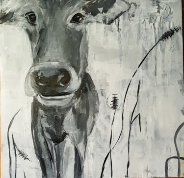 Pittura intitolato "Happy Cow" da Anya Komaristaia-Dumouchel, Opera d'arte originale, Acrilico