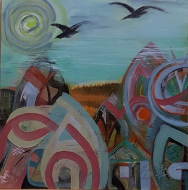 Painting titled "Dream City" by Anya Komaristaia-Dumouchel, Original Artwork, Acrylic